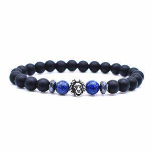 NWT UNISEX Blue Tiger Eye Lion Beads Bracelet